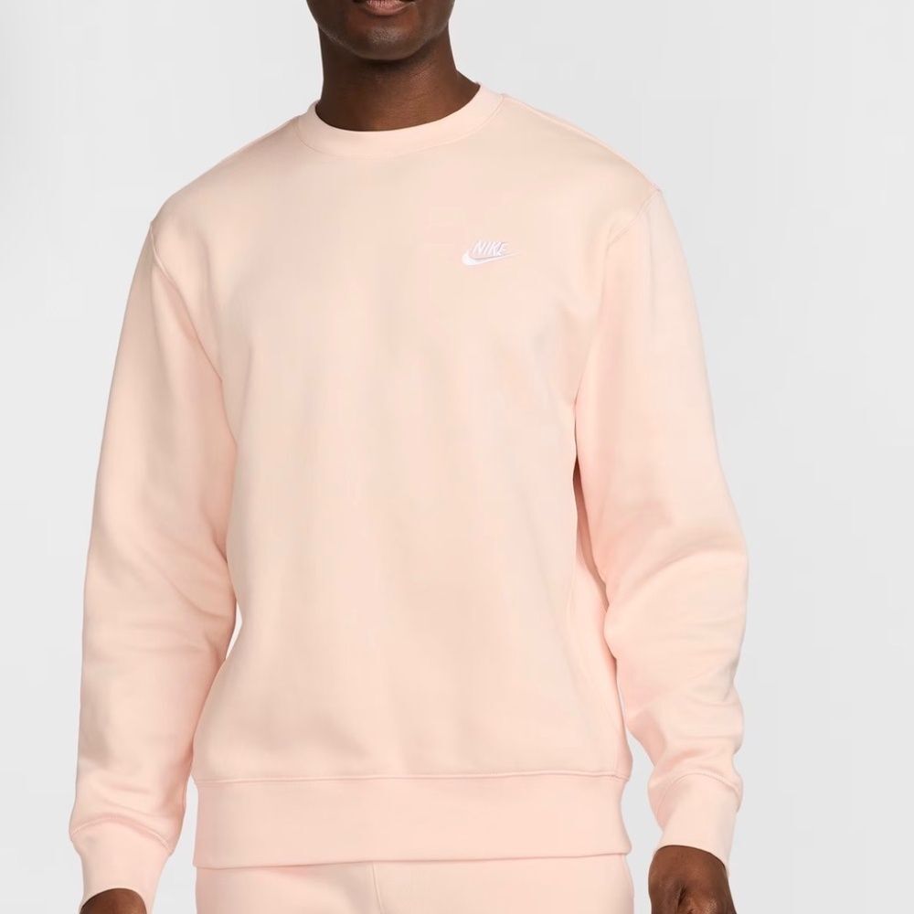 🆕 Nike Men’s Sportswear Club Fleece Crew- Coral White size XL